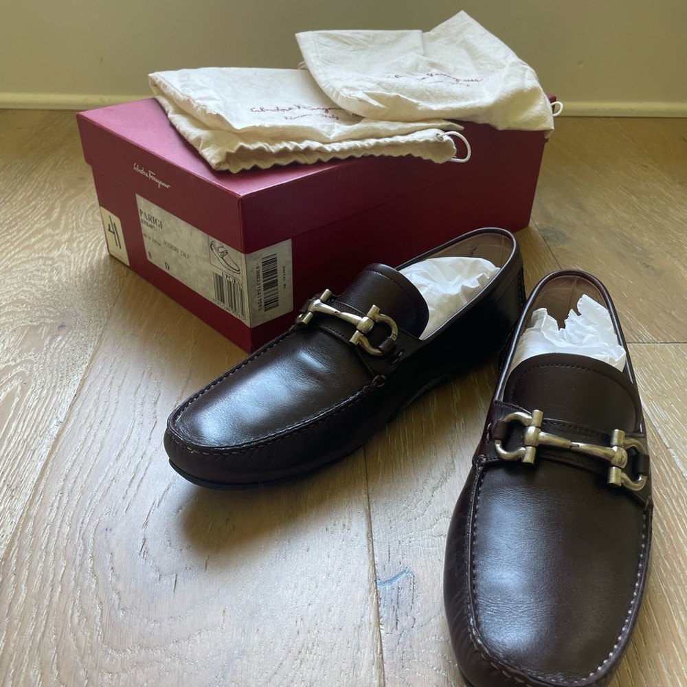 Salvatore Ferragamo Parigi Men’s Size 8 Hickory Calf